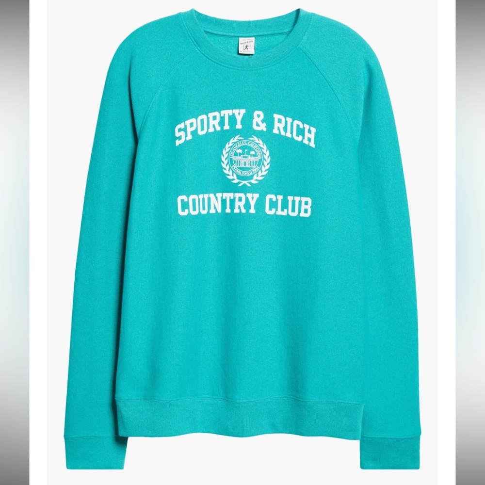 Sporty & Rich Aqua Crewneck Sweater